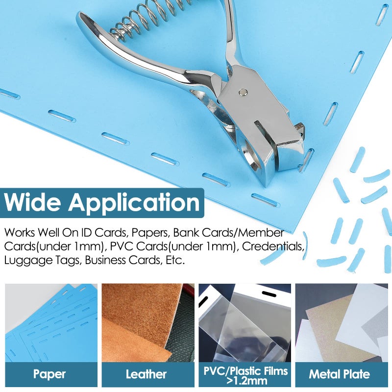 MROCO Hole Punch One Slot Badge Punch for ID Cards â€“ Handheld Metal Slot Puncher, 15mm x 3mm Hole, No Burrs, Spring-Loaded, Works on PVC, Paper & Cardstock - Image 2